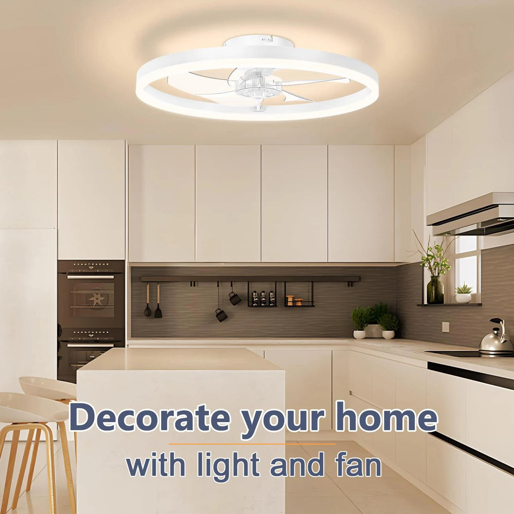 IRALAN Ceiling Fan Lamp 42/52 Inch White Black DC Motor Reversible Fan Remote Control 6-Speed Ceiling Fan Light for Living Room