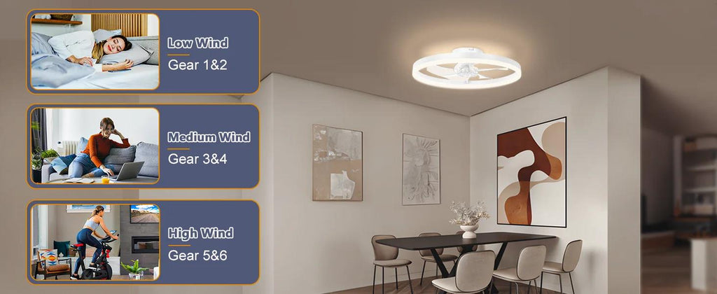 IRALAN Ceiling Fan Lamp 42/52 Inch White Black DC Motor Reversible Fan Remote Control 6-Speed Ceiling Fan Light for Living Room