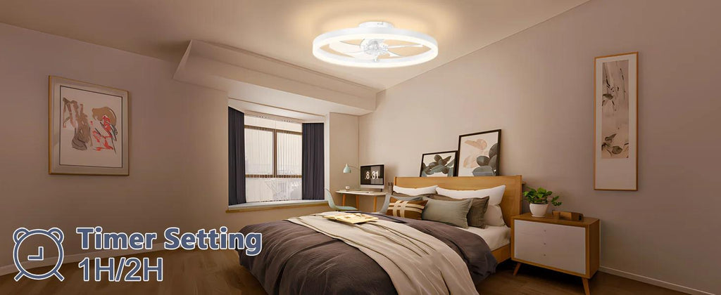 IRALAN Ceiling Fan Lamp 42/52 Inch White Black DC Motor Reversible Fan Remote Control 6-Speed Ceiling Fan Light for Living Room