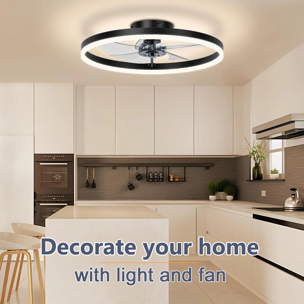 IRALAN Modern Ceiling Fan LED Light Easy To Install Ultra-thin Acrylic Shell Infinitely Dimming Lighting Household Decoration