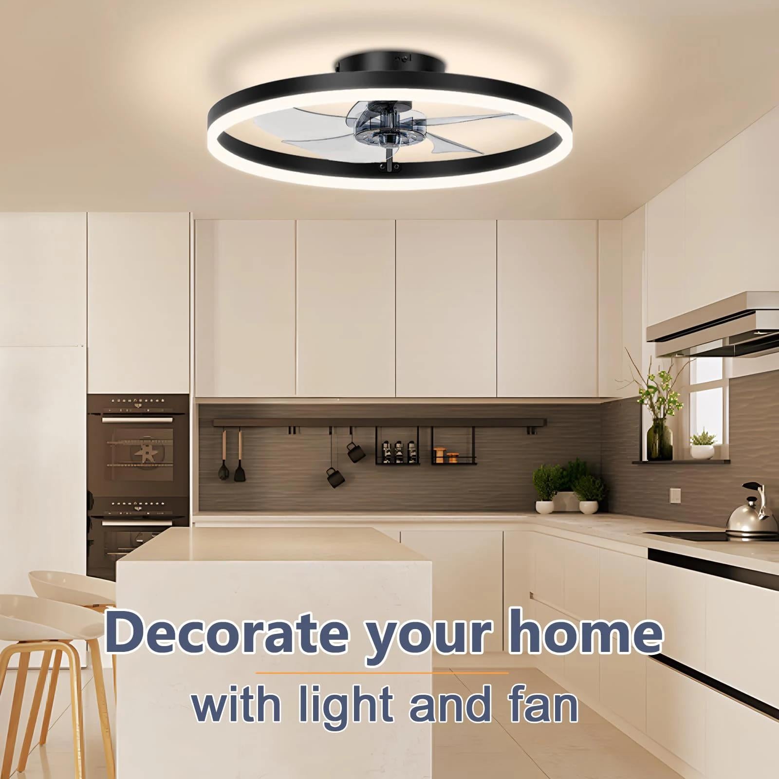 IRALAN Modern Ceiling Fan LED Light Easy To Install Ultra-thin Acrylic Shell Infinitely Dimming Lighting Household Decoration