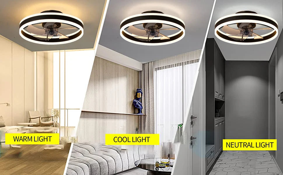Modern Ceiling Fan (With Lighting) Silent LED Dimmable Ceiling Fan (With Remote Control) for Bedroom Study Dining Room,