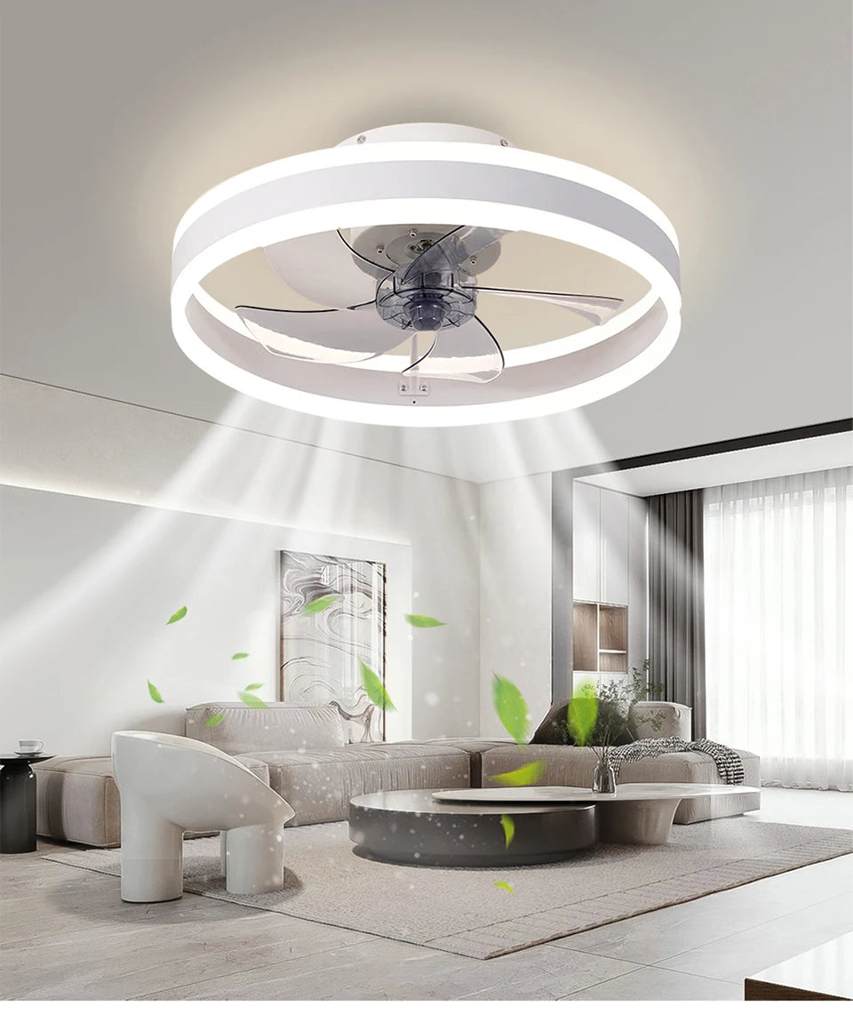 Modern Ceiling Fan (With Lighting) Silent LED Dimmable Ceiling Fan (With Remote Control) for Bedroom Study Dining Room,