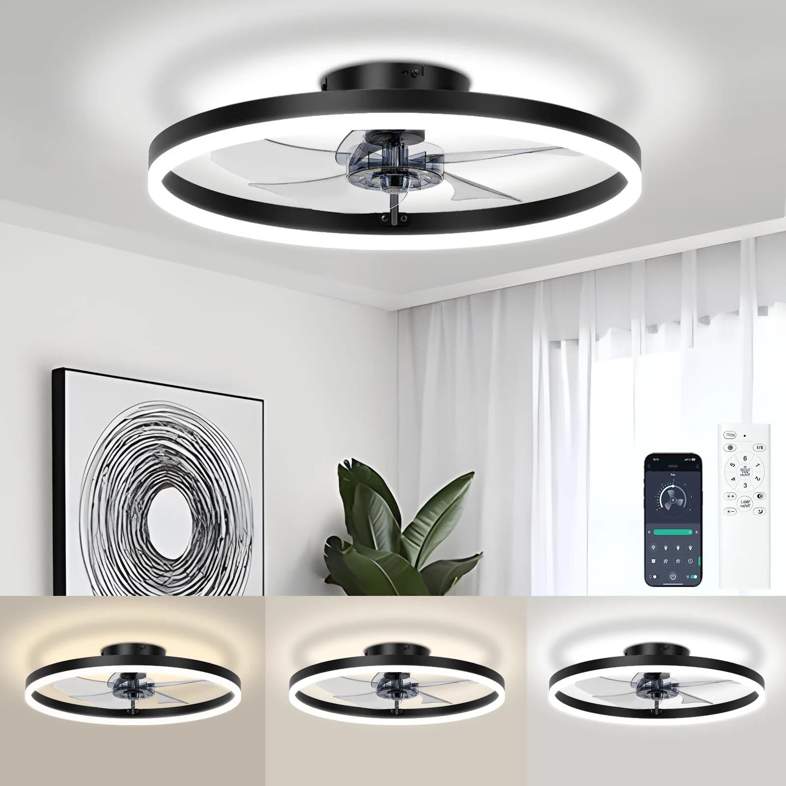 IRALAN Modern Ceiling Fan LED Light Easy To Install Ultra-thin Acrylic Shell Infinitely Dimming Lighting Household Decoration